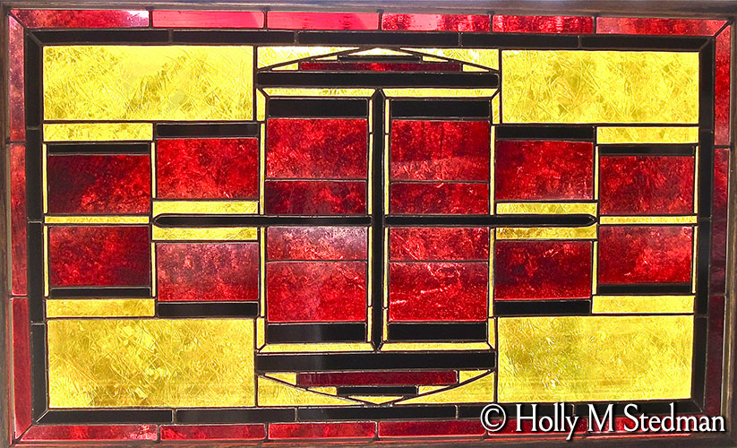 Stained glass panel with rectangular geometric design