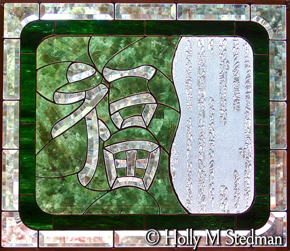 Stained glass panel of japanese character