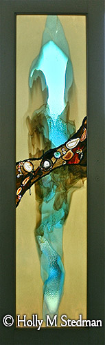 Stained glass window with intricately colored glass